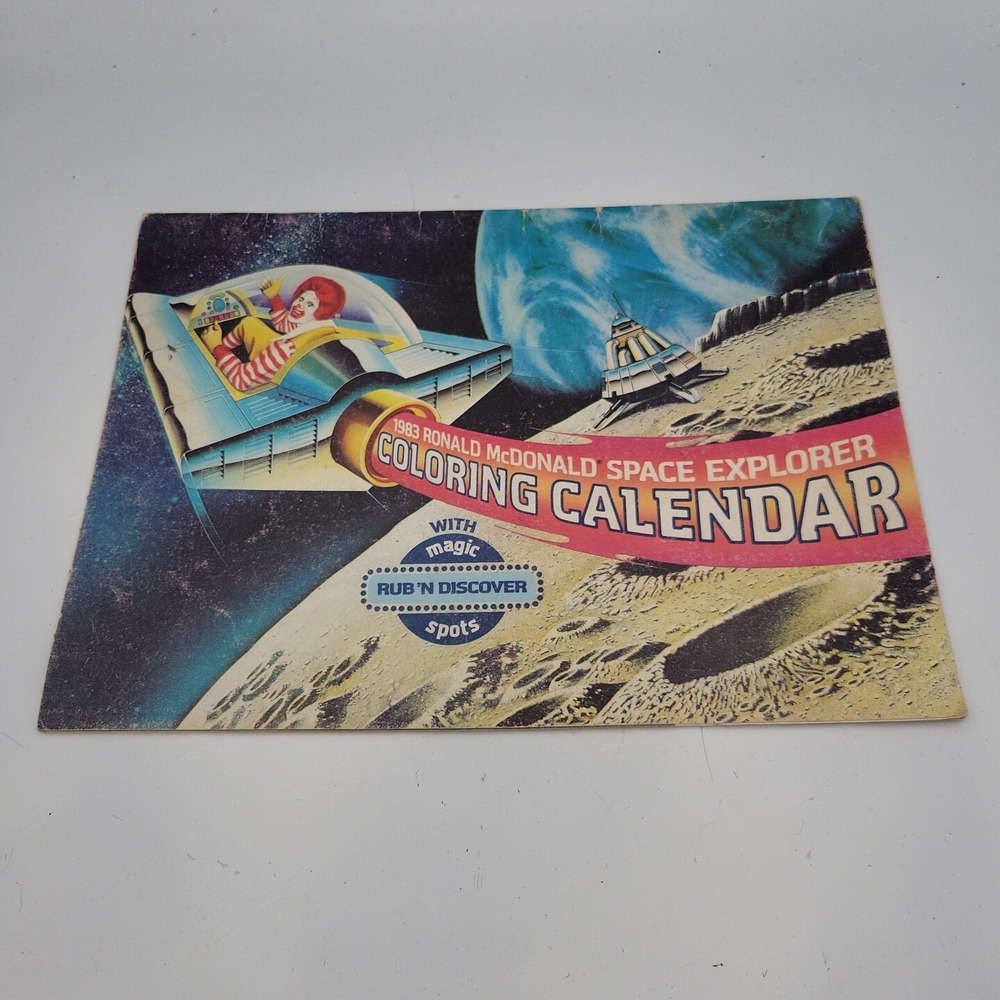 VINTAGE 1983 RONALD MCDONALD SPACE EXPLORER COLORING CALENDAR‎ *uncolored